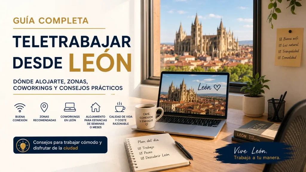 Guía para teletrabajar en León con alojamiento, zonas y consejos